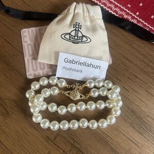 Vivienne Westwood GRAZIELLA  Magnetic Two Row Pearl Bracelet